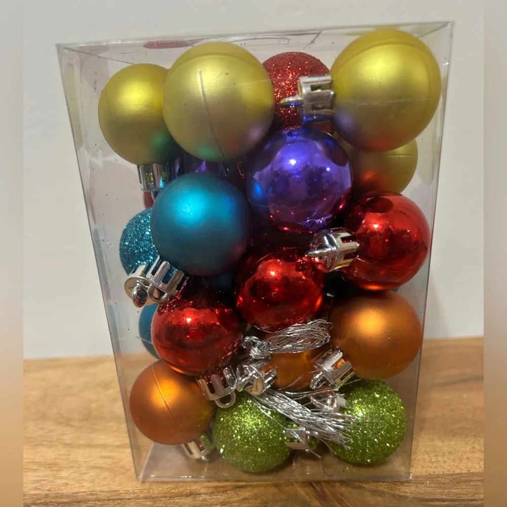 My Little Christmas Mini Ball Ornaments Multi-Color 1.5” 36 Piece NEW